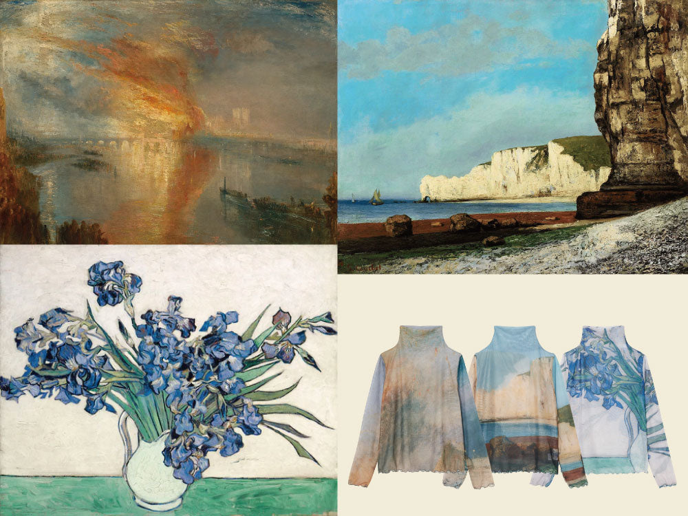 Gustave Courbet(ギュスターヴ・クールベ) 、Vincent van Gogh(フィンセント・ファン・ゴッホ) 、William Turner(ウィリアム・ターナー) による作品を落とし込んだHigh Neck Sheer Top ３品をご紹介します。