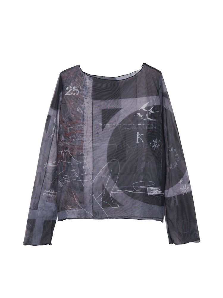 sahara×KOTOKA IZUMI Sheer Top / 04 Terrazzo