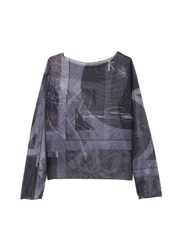 sahara×KOTOKA IZUMI Sheer Top / 04 Terrazzo