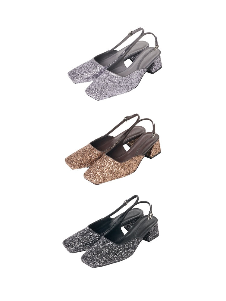 【WEB限定】Glitter Sling Back Pumps