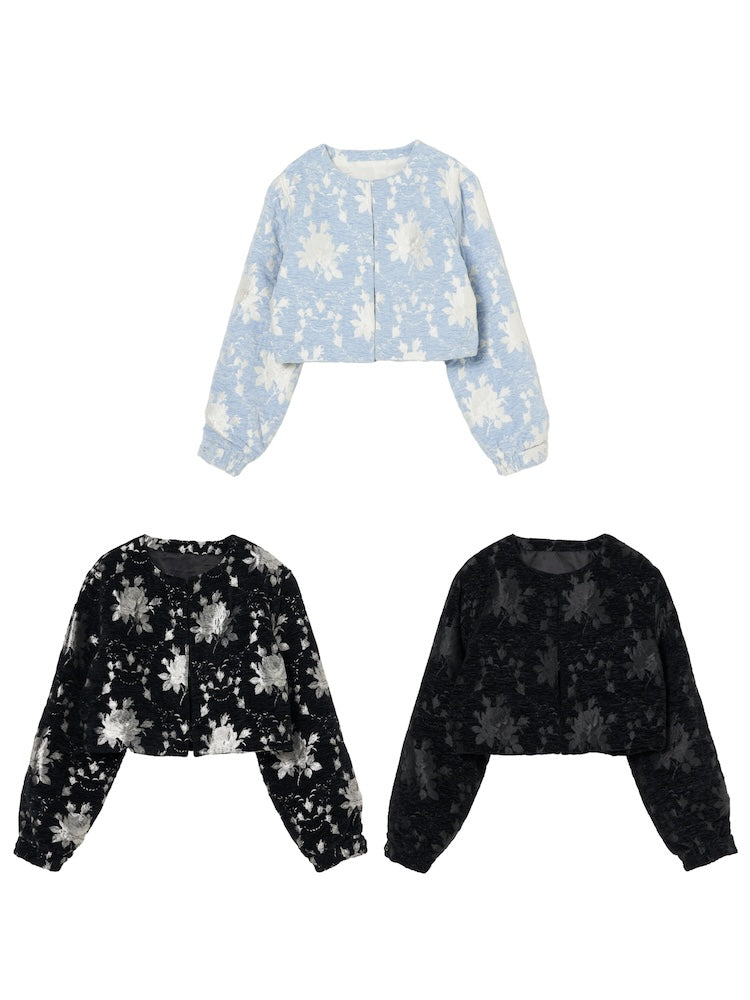 【WEB限定】Jacquard Collarless Jacket
