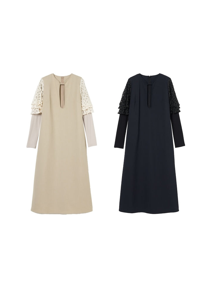 【WEB限定】Lace Tiered Sleeve Dress