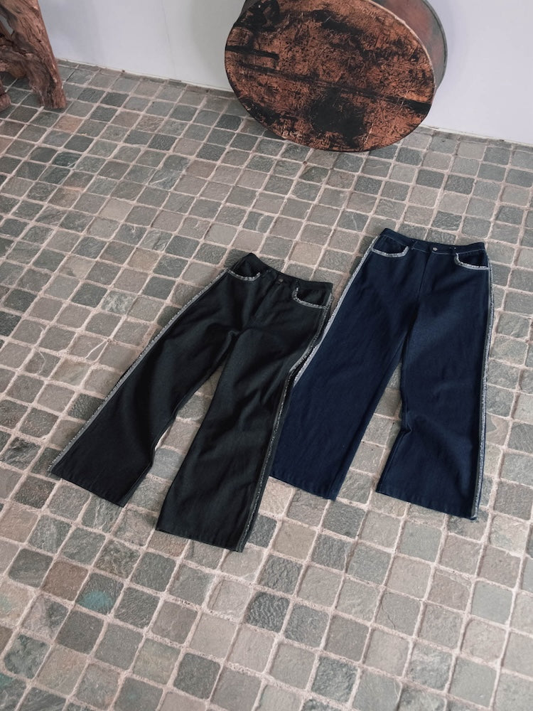 ベアプリント ジーンズ S サイズ Fringe Design Denim｜デニムパンツ – MARTE