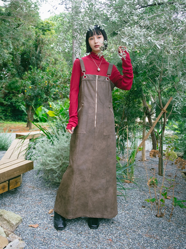 Eyelet Fake Leather Salopette