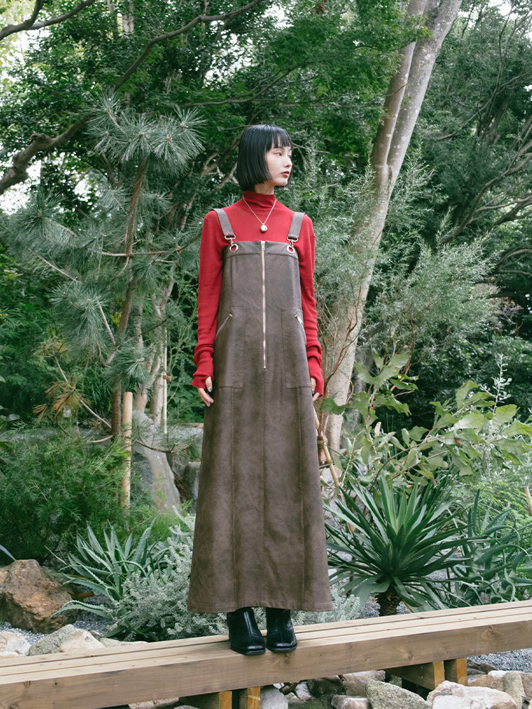 Eyelet Fake Leather Salopette