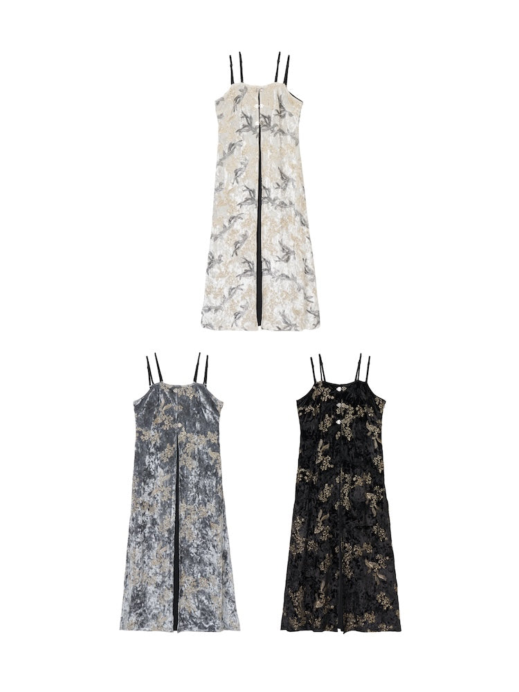 Velour Embroidery Layered Dress