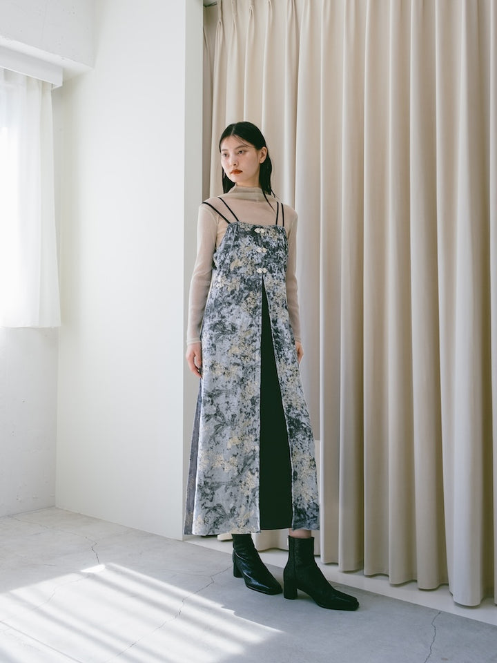 Velour Embroidery Layered Dress