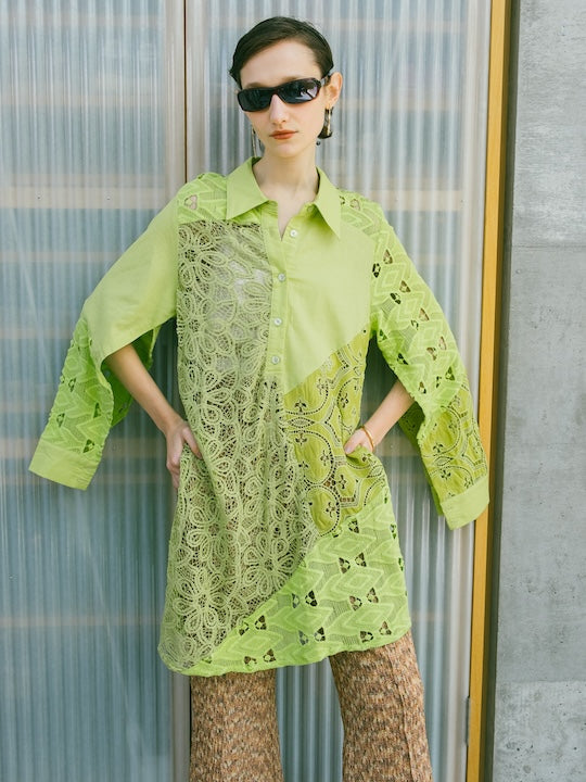 Lace Patchwork Shirt｜レースパッチワークシャツ – MARTE