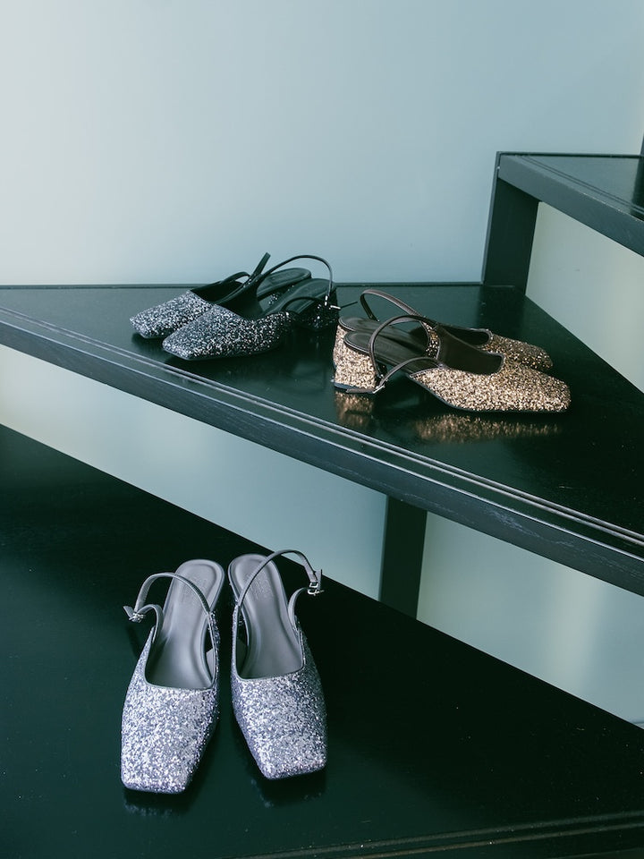 【WEB限定】Glitter Sling Back Pumps