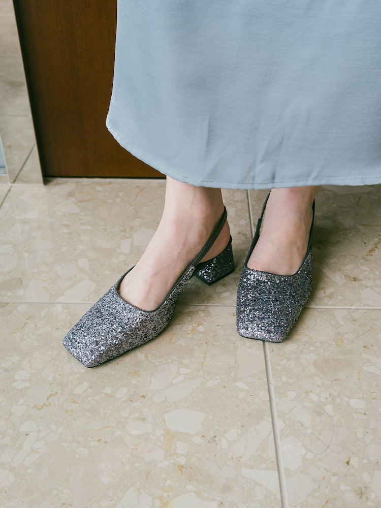 【WEB限定】Glitter Sling Back Pumps