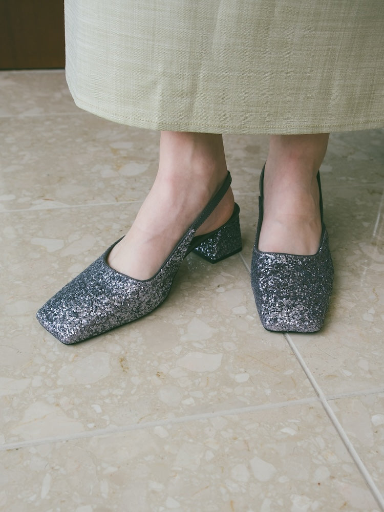 【WEB限定】Glitter Sling Back Pumps