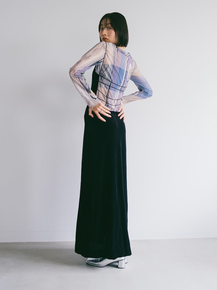 Back Open Velour Long Dress – MARTE