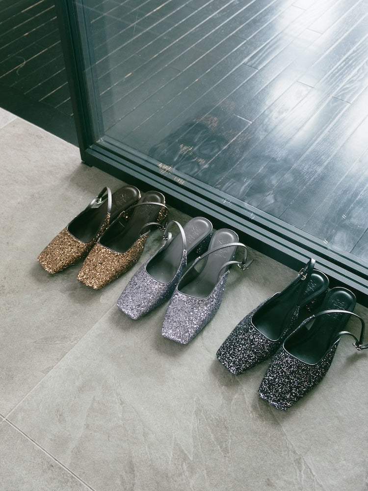 【WEB限定】Glitter Sling Back Pumps