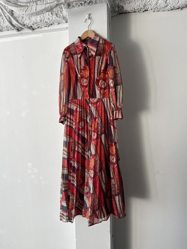 70s Vintage Pleats  Lame Dress