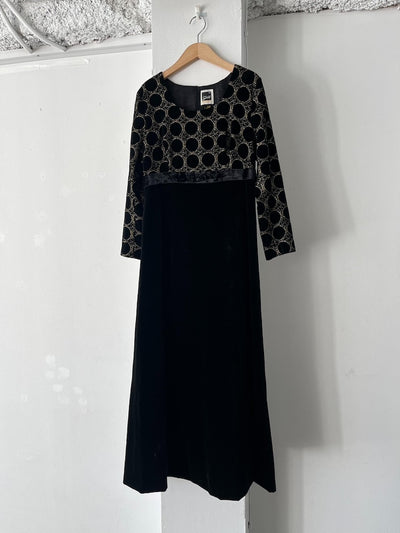 70s Circle Design Velour Dress