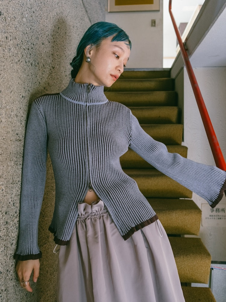 トップス Ellacantaria Bicolor Zip Knit Cardigan Bicolor Zip Knit Cardigan – MARTE