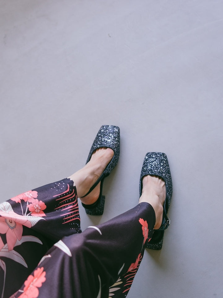 【WEB限定】Glitter Sling Back Pumps