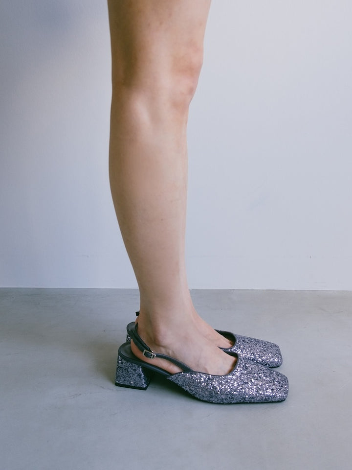 【WEB限定】Glitter Sling Back Pumps