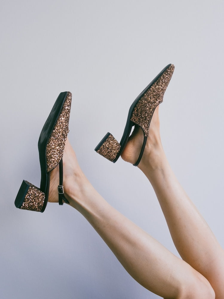 【WEB限定】Glitter Sling Back Pumps