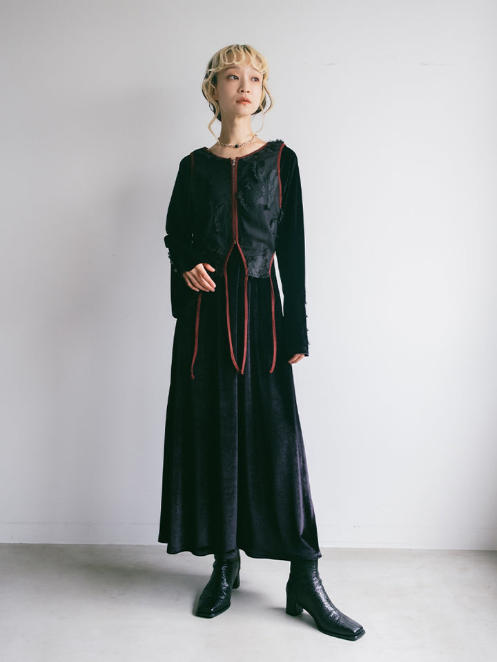 2way Vest Layered Velour Dress