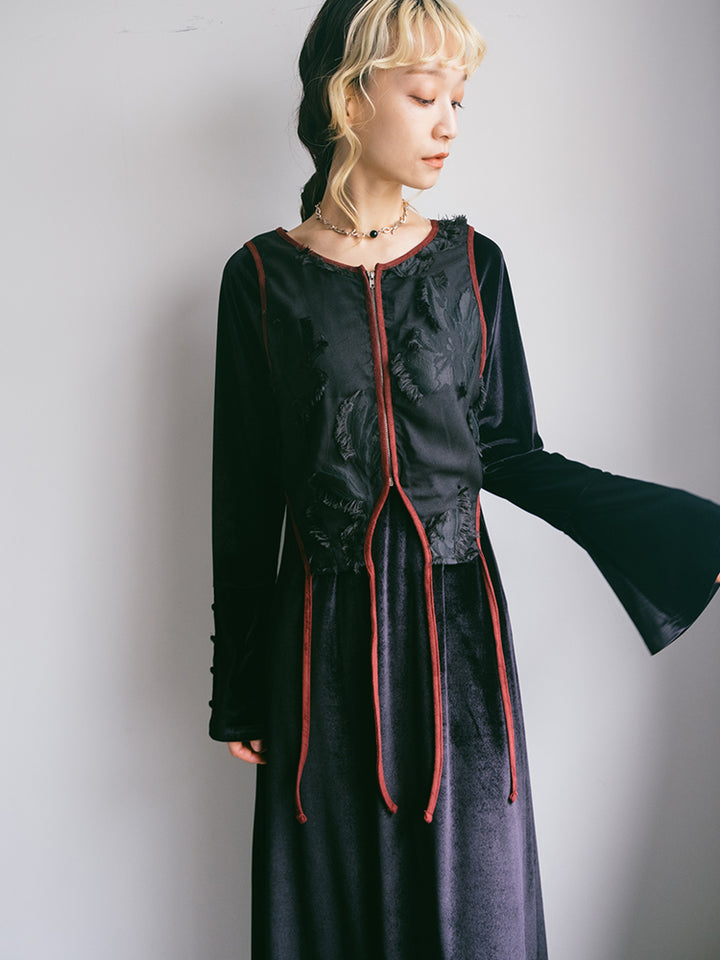 2way Vest Layered Velour Dress