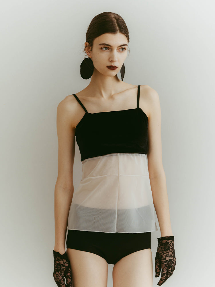Quiet Sheer Cami｜シアー×ベロアキャミソール – MARTE
