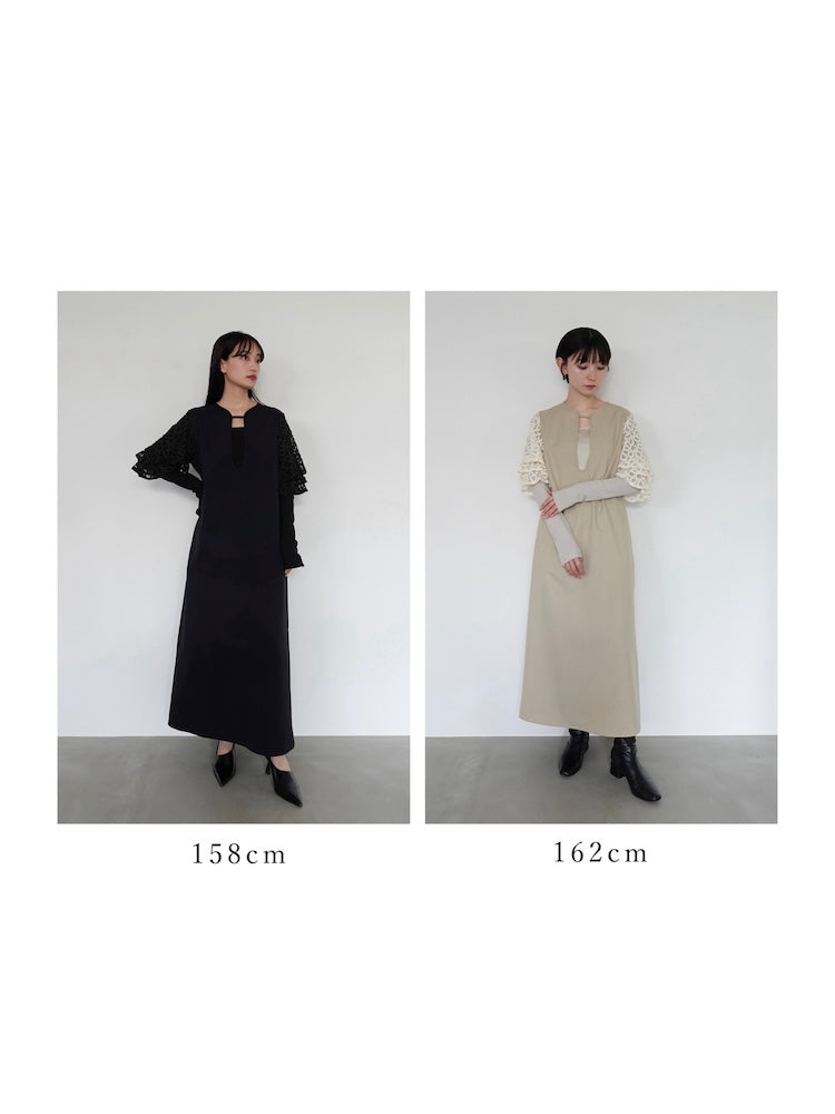 【WEB限定】Lace Tiered Sleeve Dress