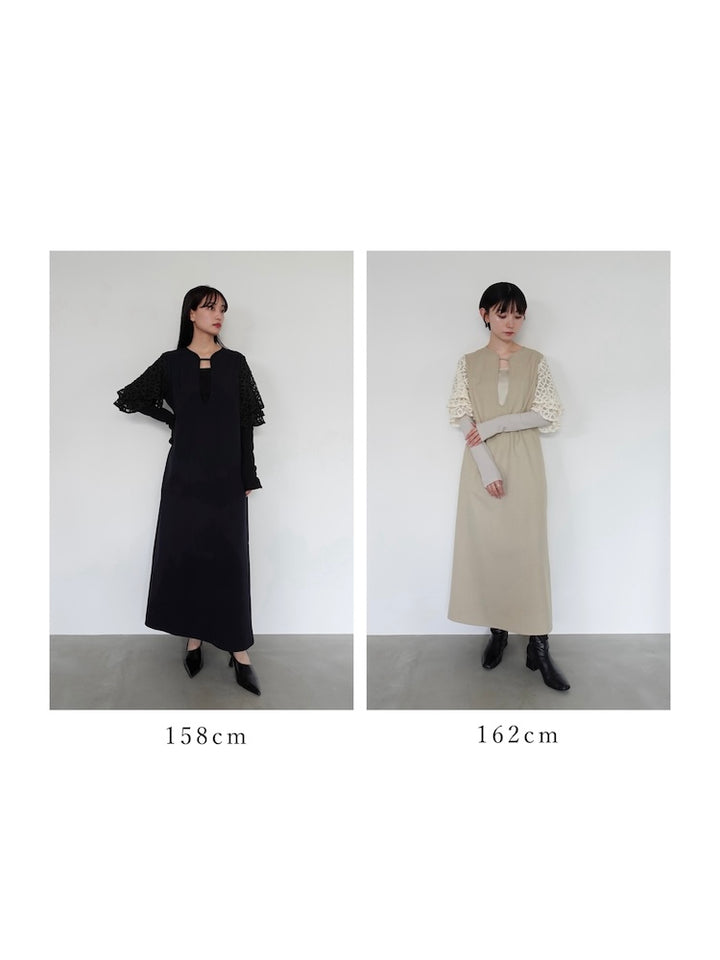 【WEB限定】Lace Tiered Sleeve Dress