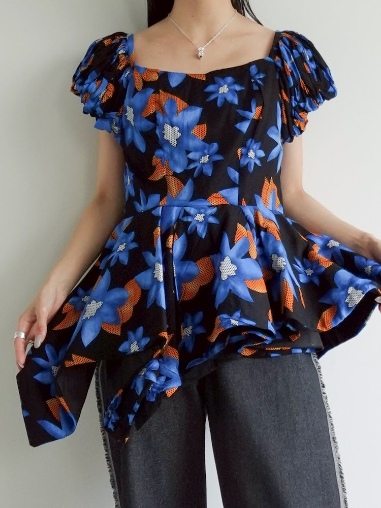 トップス MARTE vintage Asymmetry Batik Tunic Top Asymmetry Batik Tunic Top – MARTE