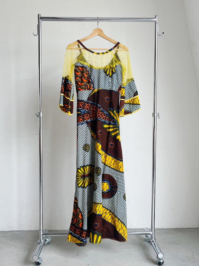 Sheer Docking Batik Dress
