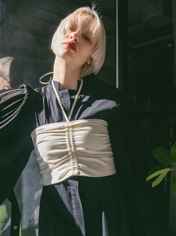 sahara ギャザーテープビスチェ ブラック×ゴールド Gather Bustier – MARTE