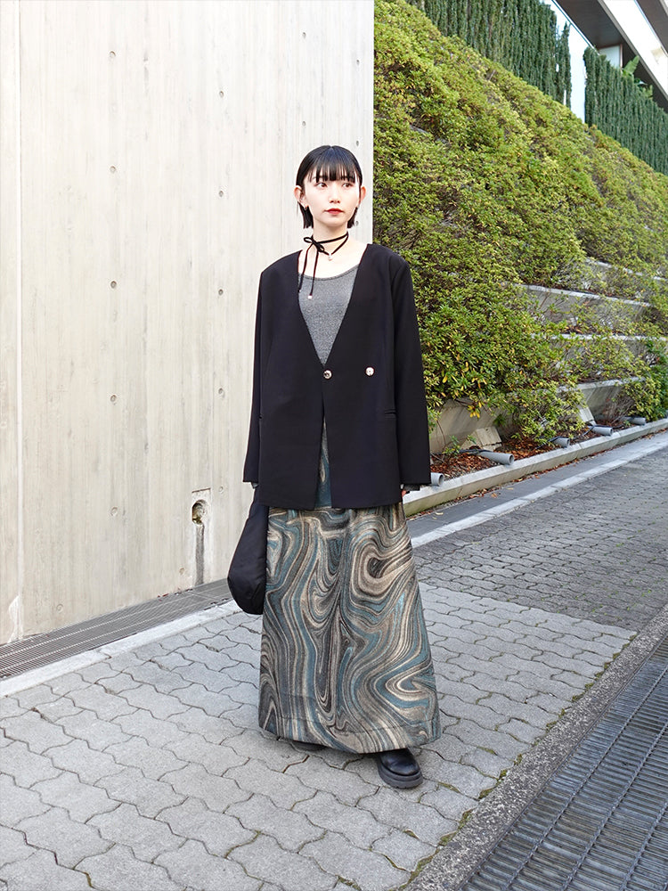 Marble Jacquard Skirt｜マーブル柄ロングフレアスカート – MARTE