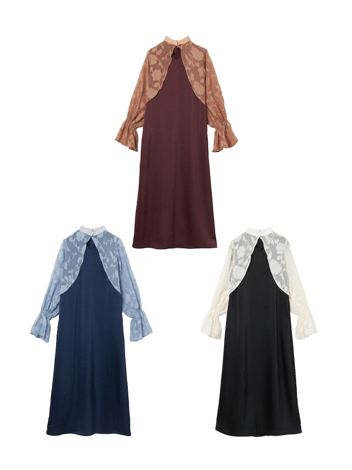 Sheer Jacquard Docking Dress｜シアージャガードドレス – MARTE 