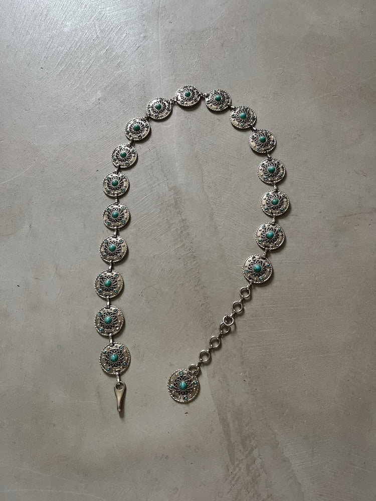 Vintage Concho Belt / Circle Turquoise