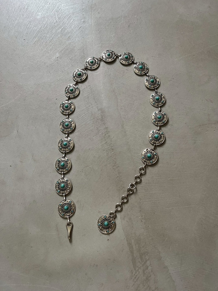 Vintage Concho Belt / Circle Turquoise