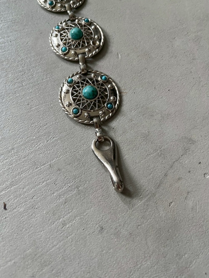 Vintage Concho Belt / Circle Turquoise