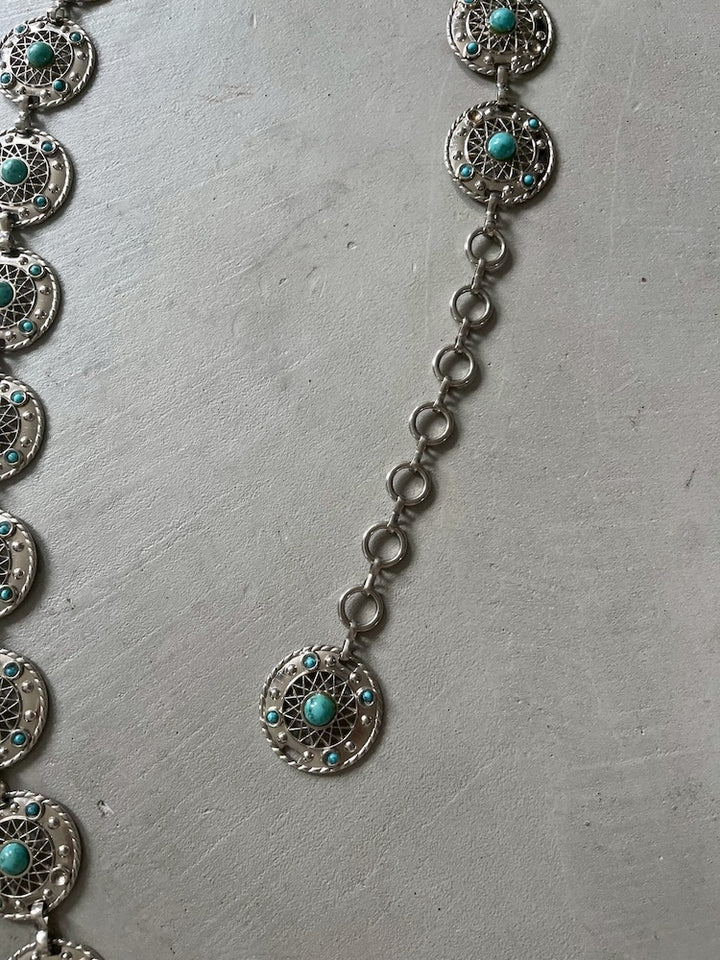 Vintage Concho Belt / Circle Turquoise