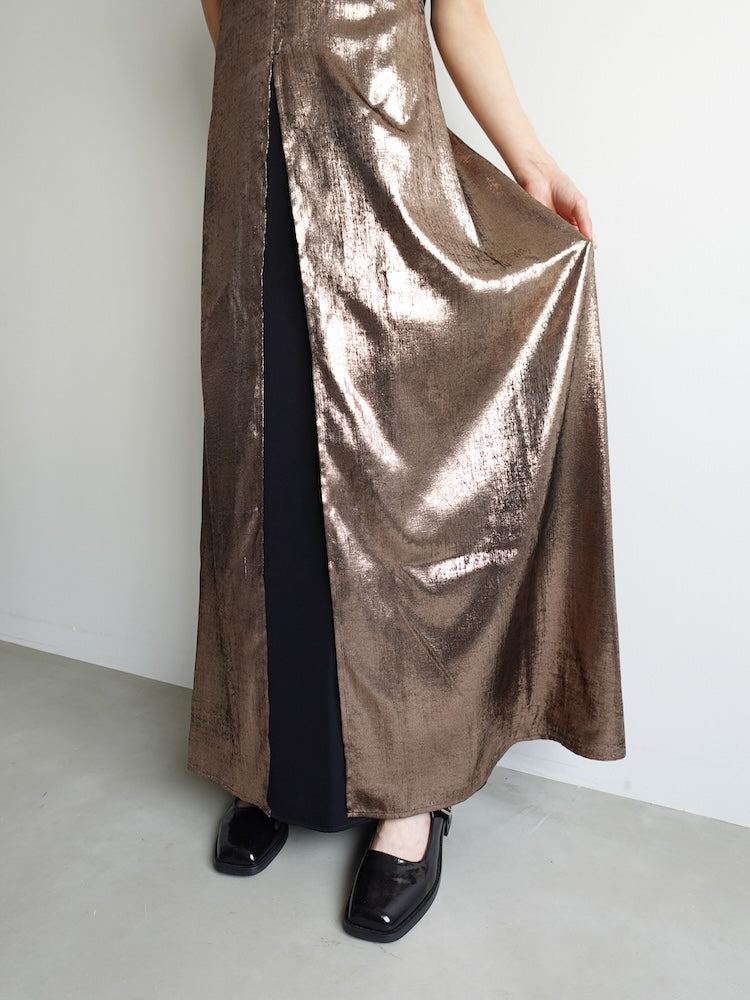 Halter Neck Layered Dress｜箔加工のフォーマルドレス – MARTE