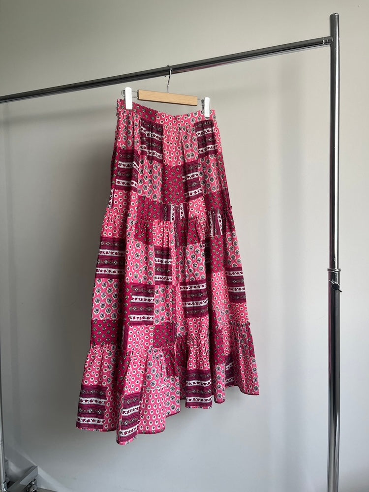 70s Patchwork Tiered Skirt