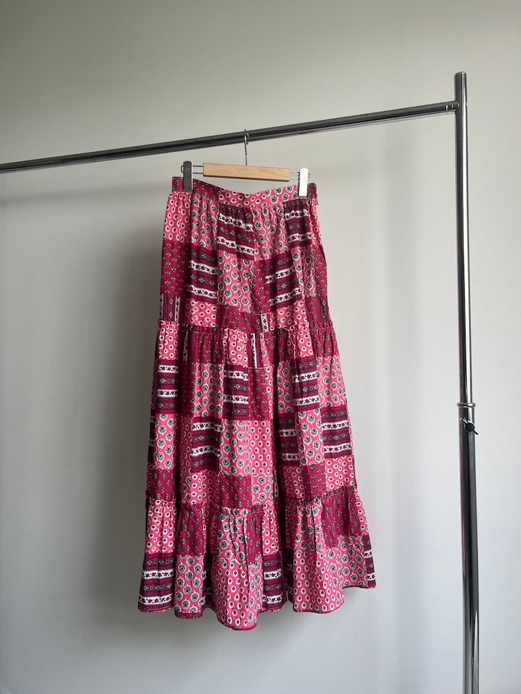 70s Patchwork Tiered Skirt