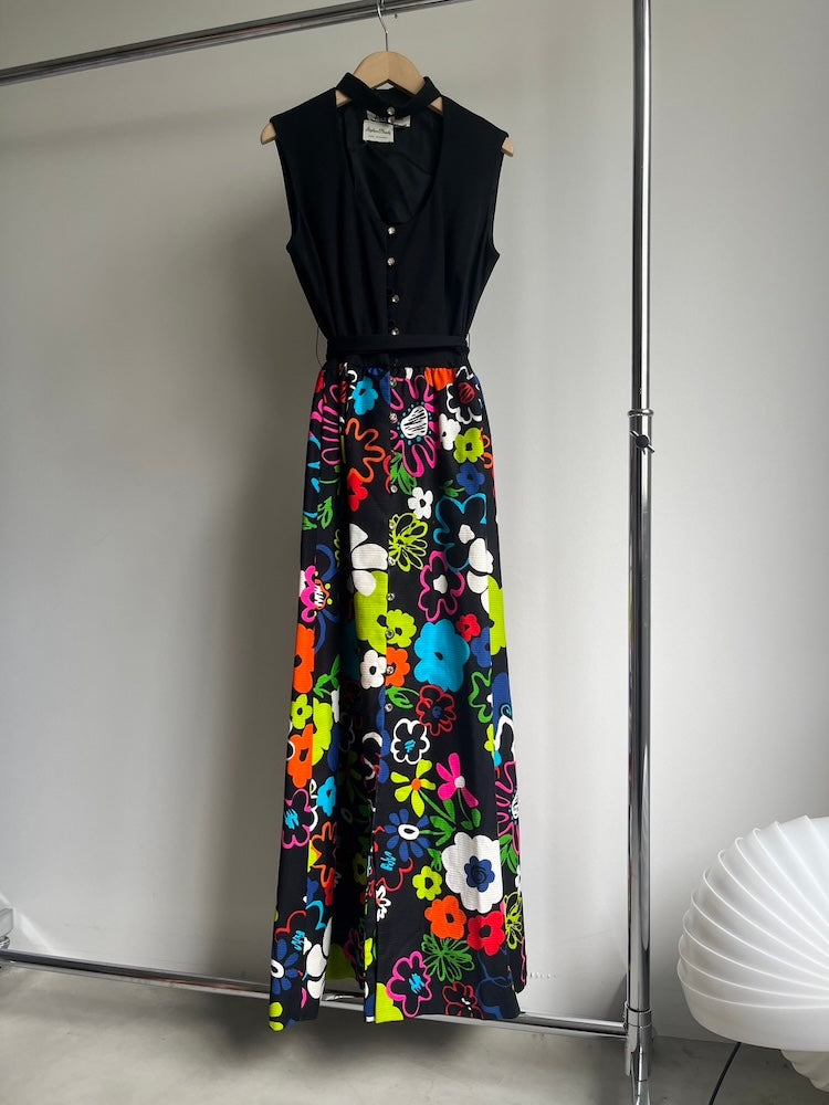 70s Halter Neck Painting Dress