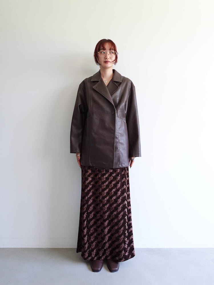 Emboss Velour Long Skirt｜高身長におすすめ｜ベロアロングスカート
