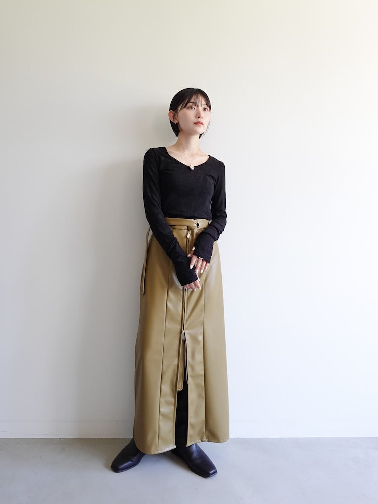 【エスパン】黄色花柄トップス3531 Leaf Emboss Long Sleeve Top｜リーフ柄トップス – MARTE
