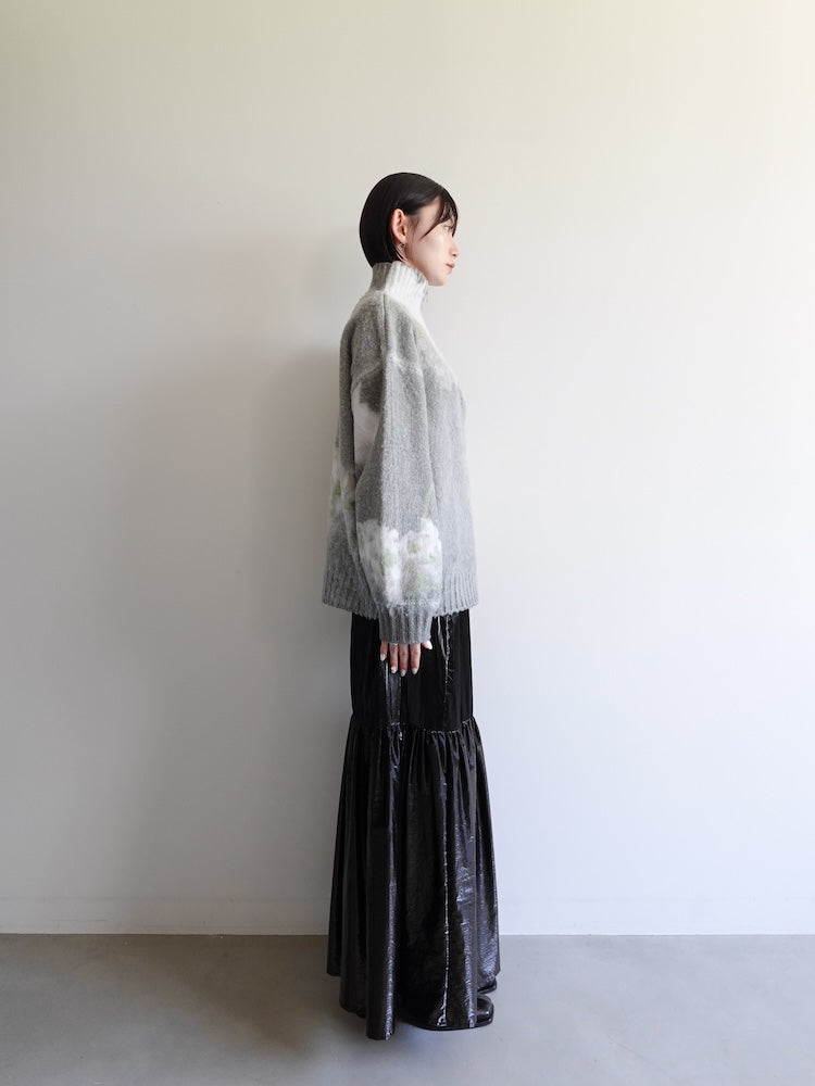 Flower Print Half Zip Knit｜真冬もあったかい ハーフジップニット