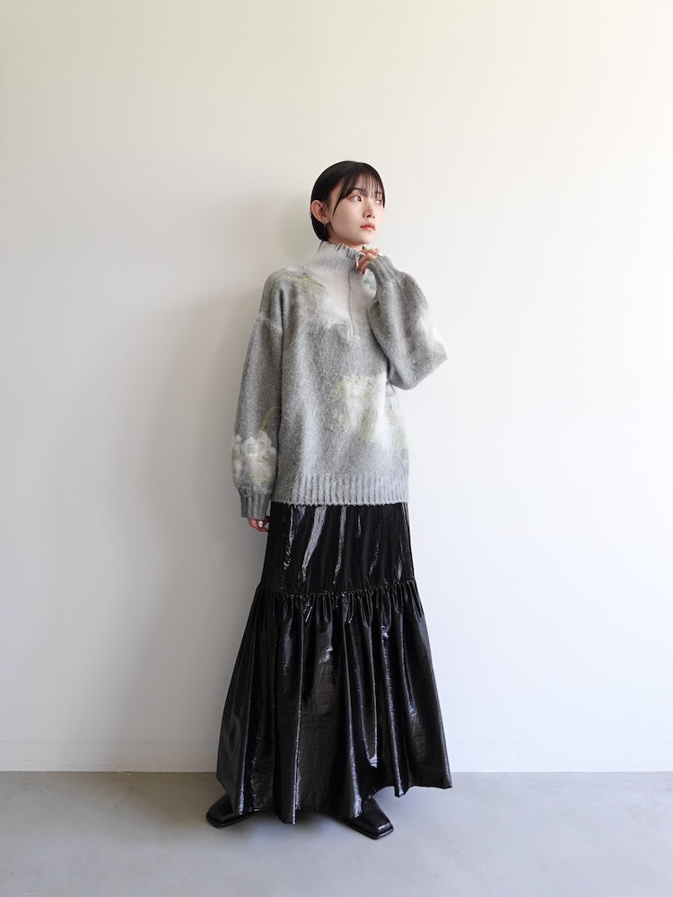 Flower Print Half Zip Knit – MARTE