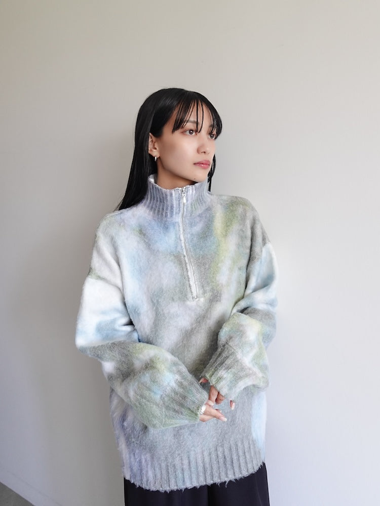 Flower Print Half Zip Knit｜真冬もあったかい ハーフジップニット