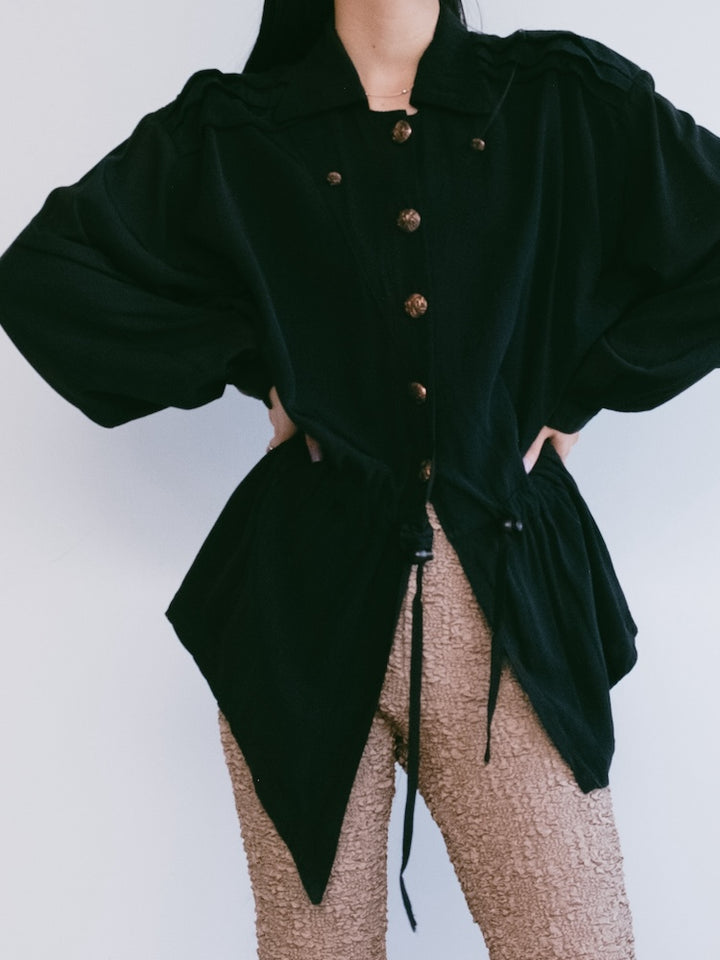 Rayon Design Drawstring Shirt
