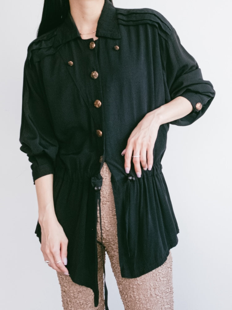 Rayon Design Drawstring Shirt