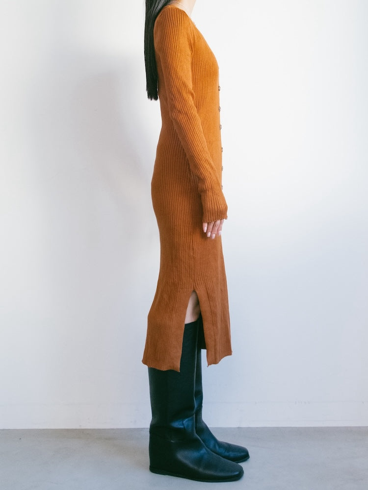 Orange Rib Knit Dress