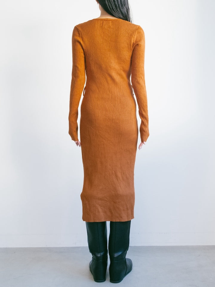 Orange Rib Knit Dress